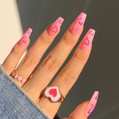 SPECIFICATIONS Material: Acrylic Quantity: 24pcs/set Item Type: False Nail Pink Tip Nails, Nails Heart, Heart Nail, Nagel Tips, Fake Nails With Glue, Nail Supplies, Nail Swag, Pearl And Lace, Nail Length