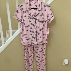 This Set Is New And Comes From A Smoke Free Home Pink Fitted Loungewear Set, Fitted Pink Sleepwear For Sleepover, Soft Robes, Black Y2k, Soft Pajamas, Casual Rompers, Sleepwear Sets, Loungewear Shorts, Soft Shorts