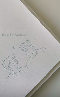 a drawing of two people facing each other with the words little sketch of rick and charlie above them