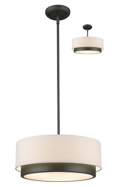 Z-Lite - 196-16 - Three Light Convertible Pendant - Jade - Factory Bronze Drum Lighting, 3 Light Chandelier, 3 Light Pendant, Bronze Hardware, Drum Pendant, Elegant Pendant, Statement Pendant, Hanging Pendant Lights, Linen Shades