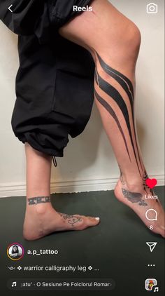 a person with tattoos on their legs and feet