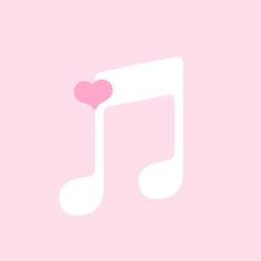 a musical note with a pink heart on it's end and a white trell in the middle