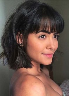 Short Hairstyle Women Thick Hair With Bangs, Thick Short Hair With Bangs, Thick Bangs Short Hair, Short Hair Cuts For Women With Bangs, Womens Short Bob Hairstyles, Short Hairstyle With Bangs, Short Trendy Haircuts For Women, Haircut Women, Stylish Short Haircuts