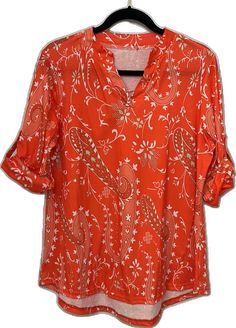 Nape Of Neck, Paisley Floral, Print Blouse, Orange Red, Color Orange, Lady In Red, Paisley, Blouses For Women, Floral Print