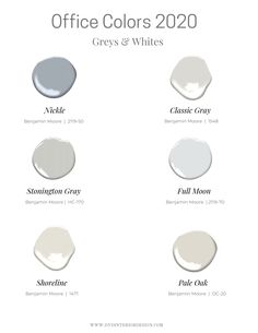 the different shades of paint that are available in office colors and whitess, from gray to white