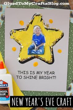 a new year's eve craft with a star shaped card and glue