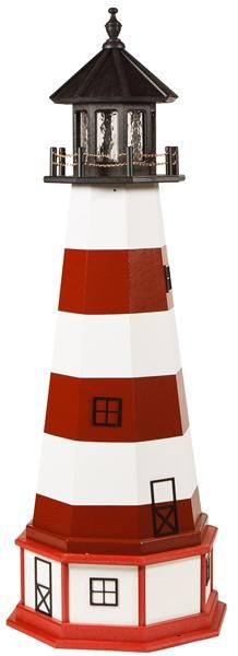 a red and white lighthouse with a light on it's top is shown in front of a white background