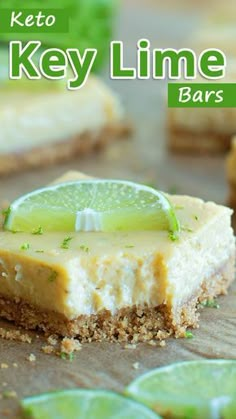 key lime cheesecake bars on a cutting board