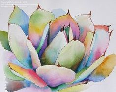 a watercolor painting of a colorful succulent