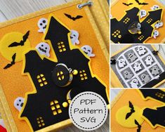 this is an image of a halloween card made with felt and paper machs,