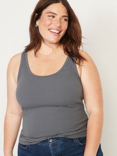 Our First Layer tank top is fitted, fabulous & soft.  Great outfits start here ➡️ Scoop neck.  Sleeveless arm openings.  Rib-knit cotton-blend, with comfortable stretch.  @modelsizes 5’9":S | 5'7":L | 5'10":XL @modelsizes Fitted through body. Denim Tank Top, Great Outfits, Layered Tank Top, Denim Tank, Old Navy Tank Tops, Tank Top For Women, Top Hits, Green Tank Top, Layering Tanks