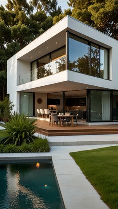 Get ideas for compact modern houses that make the most of limited space. See smart design solutions that maximize functionality and style in smaller homes. Modern Art Deco Home, Art Deco Homes, Tropical Villa, Modern House Ideas, Smaller Homes, Asian Homes, Beautiful House Plans, Private House, House Apartment