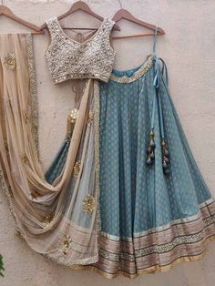 "Elevate your wardrobe with our latest arrival! Stay tuned for more updates! #clothing #fashion" Nude Lehenga, Silk Lehenga Designs, Lehenga With Mirror Work, Gold Lehenga, Hand Embroidered Blouse, Simple Lehenga, Georgette Lehenga