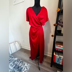 Jaw Dropping Red Satin Gown With Beautiful Draping. Never Worn, Originally Purchased From Nordstrom Red Satin Gown, Red Gowns, Satin Gown, Elegant Red, Red Satin, The Label, Nordstrom, Maxi Dress, Satin