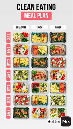 the meal planner is shown with different food items in each section, including salads and vegetables