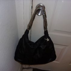 Beverly Feldman Black Leather Purse Cheetah Cloth Lining, Silver Mesh Metal Drop Handle, 3 Inside Pockets New Without Tags, Very Soft Leather.17”X12”X5” Metal Drop, Black Leather Purse, Leather Purse, Leather Purses, Inside Pocket, Soft Leather, Black Silver, Black Leather, Bag Lady