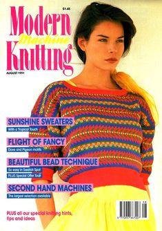 a magazine cover with a woman wearing a colorful sweater and yellow skirt on the front