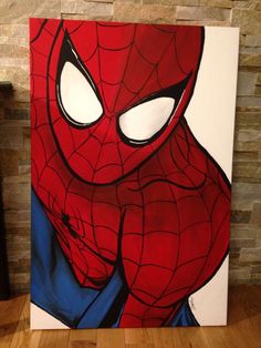 a painting of a spider man on a canvas