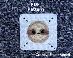 a crocheted square with a slotter face on it and the words, free pattern