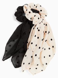 This pack of polka dot scrunchies features scarf ends and is the perfect way to tie together any outfit with ease. Pack of 2. Textile/elastic. Imported. The best plus size women's ivory polka dot scarf hair tie pack - of 2 scarves in multi. Torrid is your destination for the freshest spring and summer styles. Scarf Hair Tie, Diy Hair Scrunchies, Birthday Goals, 30 Birthday, Scarf Hair, Polka Dot Scarf, Hair Wraps, Diy Headband, Hair Scrunchies