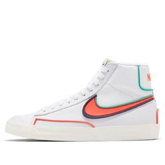 Nike Blazer Mid 77 Infinite White Green Orange Sneakers/Shoes Nike Blazers 77, Nike Blazer Mid 77 Infinite, College Things, Nike Blazers, Blazers Shoes, Trendy Shoes Sneakers, Orange Sneakers, Preppy Shoes, Nike Blazer Mid 77