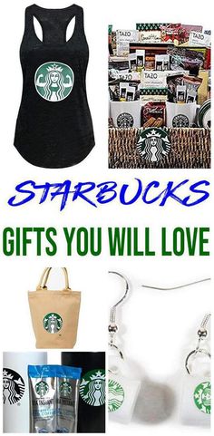 starbuckss gifts you will love are displayed in this collage with the words starbucks's