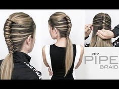 Pipe Braid DIY – Single Infinity Braid - EASY - YouTube Easy Braids For Long Hair Step By Step, How To Infinity Braid, Edgy Braids, Infinity Braid Tutorial, Easy Braids To Do On Yourself, Pipe Braid, Braids Diy, Infinity Braid