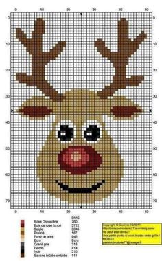 a cross stitch pattern with a reindeer's head