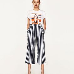 Brand New Never Worn! Chic Striped Zara Bottoms, Zara Jumpsuit, Zara Pants, Pant Jumpsuit, Blue White, Color Blue, Pants For Women, Blue And White, Zara