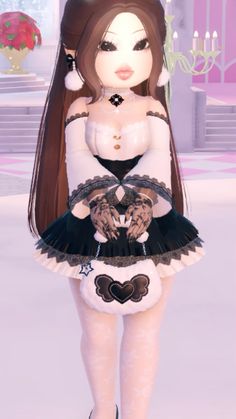 an animated image of a woman in white and black clothes with long hair, holding a cat