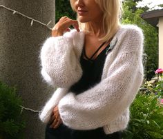 "Fluffy mohair cardigan for cozy outfit. Suits perfectly for any occasion and looks great. Soft bomber cardigan is a great idea for gifting. The material of this cardigan consists of mohair, wool and acrylic. The mohair has a beautiful long fiber which gives a soft and luxurious look. On a photo in White color in M size. For XS - S Length 20\" - 52 cm Width 18\" (46 cm) (under the arms) For M Length 20\" - 52 cm Width 19\" (50 cm) (under the arms) For L Length 21\" - 54 cm Width 21\" (54 cm) (un Cape For Women, Pull Mohair, Cheap Cardigans, Soft Knit Cardigan, Cardigan Casual, Winter Vest, Cardigan Sweaters, Loose Knit Sweaters, Mohair Cardigan