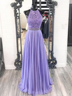 Silhouette:?A Line Waist: Natural Sleeve Length: Sleeveless Fabric:?Chiffon, Lace Shown Color: Purple Built-In Bra: Yes Formal Dress Purple, Lace Long Prom Dress, Purple Evening Dress, Purple Wedding Dress, Purple Bridesmaid Dresses, Lace Formal Dress, Lace Prom Dress, Long Sleeve Gown, Luxury Dresses