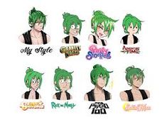 an image of some anime character stickers on a white background with the words my style