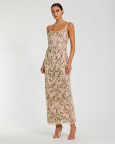 Sleeveless Hand Beaded Floral Midi Dress Embellished Fabric, Midi Cocktail Dress, Midi Sheath Dress, Mac Duggal, Beaded Dress, Floral Midi Dress, Hand Beading, Guest Dresses, Sheath Dress