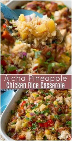 the recipe for this pineapple chicken rice casserole is delicious and easy to make