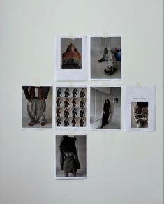 several photographs are arranged on top of each other to show different outfits and footwear