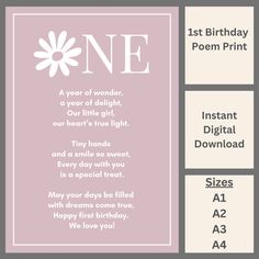 a pink and white birthday card with the words one on it