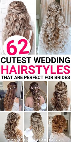 wedding hairstyles Wedding Hair With Veil, Wedding Day Hairstyles, Hairstyles For Brides, Gorgeous Wedding Hairstyles, Lazy Girl Hairstyles, Cute Wedding Hairstyles, Bridal Hair Down, Day Hairstyles, Wedding Hairstyles For Medium Hair