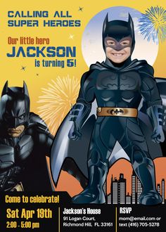 the batman and robin wayne birthday party poster