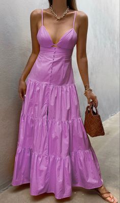 Cheap Purple Maxi Dress For Spring, Cheap Casual Purple Maxi Dress, Affordable Purple Maxi Dress For Day Out, Lilac Dress Long Casual, Cheap Purple Maxi Dress For Beach, Lilac Long Dress Casual, Raquel Allegra Maxi Dress, Cheap Flowy Purple Maxi Dress, Simple Frock