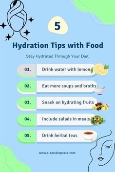 Stay hydrated through your diet with these essential hydration tips! Discover how to incorporate hydrating foods into your daily meals for pretty skin. Combine these tips with your favorite skin care items and pretty skin care for a perfect skin care routine. Follow our haut routine and basic skin care routine to maintain healthy, glowing skin. Unlock the secret to flawless skin with these healthy skin tips and keep your skin looking its best every day! Hydrating Foods For Skin, Hydration Tips, Tighten Facial Skin, Hydrating Drinks