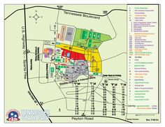 a map showing the location of tennessee state fairgroundss and its locations in red, yellow, and green