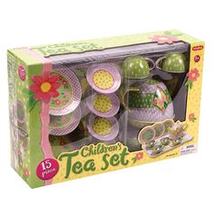 the children's tea set is in its box