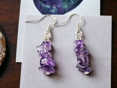 Unique handmade amethyst crystal drop dangle earrings. Amethyst commonly associated with royalty thanks to its purple colouring, amethysts have been used to symbolize deep love, happiness, humility, sincerity, and wealth. For those who celebrate a February birthday, amethyst is a symbol of personal empowerment and inner strength. The length of earrings is approximately 37-39mm, lightweight.   Made of high quality amethyst beads.  Ear wires are made from silver plated stainless steel. Silicone earrings stoppers are included. Please note earrings can be slightly different to the photo as each jewellery piece is handmade and each pair is unique.  To keep handmade jewellery in perfect condition please avoid contact with water or chemicals. Return policy: We accept returns. Please note, for hyg Amethyst Gemstone Crystal Drop Earrings, Purple Crystal Gemstone Drop Earrings, Purple Amethyst Teardrop Crystal Earrings, Amethyst Crystal Earrings For Jewelry Making, Amethyst Gemstone Crystal Earrings For Jewelry Making, Handmade Amethyst Dangle Crystal Earrings, Handmade Amethyst Crystal Dangle Earrings, Amethyst Wire Wrapped Crystal Earrings As Gift, Purple Amethyst Drop Crystal Earrings