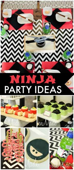 ninja party ideas including cupcakes and desserts