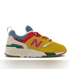 New With Tags New Balance 997h Little Kid 'Varsity Gold Multi' Sneakers Size 2 - Yellow & Red Step Up Your Little One's Style With These Vibrant New Balance 997h Sneakers In 'Varsity Gold Multi'! Featuring A Bright Yellow And Red Colorway, These Shoes Are Perfect For Playtime Or Casual Outings. Designed For Comfort And Support, They Offer A Great Fit For Active Kids. Brand New And Never Worn, These Sneakers Are A Must-Have For Your Child’s Wardrobe! **Condition:** Brand New **Size:** Kid 2 **Col Urban Multicolor Sneakers With Round Toe, Multicolor Urban Sneakers With Round Toe, New Balance Multicolor Streetwear Running Shoes, Casual Walking Shoes With Air Max Cushioning, New Balance Cushioned Basketball Shoes, New Balance Sneakers With Round Toe And Laces, New Balance Running Shoes With Elastic Laces For Streetwear, Casual New Balance Lace-up Basketball Shoes, Yellow Low-top Sneakers With Elastic Laces