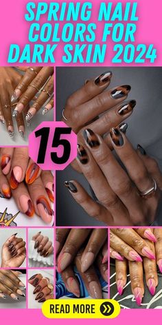 Simple Nail Designs For Dark Skin, Short Nail Spring, Almond Nail Short, Nail Color Blue, Pink Nail Acrylic, Trending Nail Color, Nail Color Spring, Nail Colors For Dark Skin, Dark Skin Nail Color