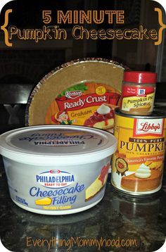 the ingredients for pumpkin cheesecake are shown