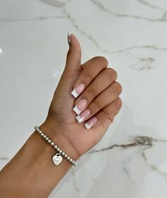 square french tip nails Square Deep French Nails, Narrow Square French Tip Nails, Short French Square Nails, 90s French Nails, Thick French Tip Nails Square, Short Acrylic Nails Square French Tip, Plain Square Acrylic Nails, Old School French Tip, Medium Square French Tip