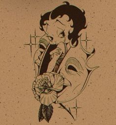 a drawing of a woman holding a rose